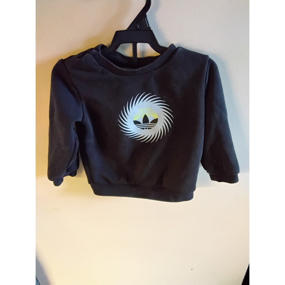 Adidas Originals Toddler Boys Black Sunburst Trefoil Graphic Sweatshirt 12M